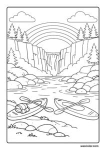 Adult Rainbow Coloring Sheet of River Gorge
