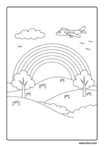 Airplane Rainbow Coloring Pages