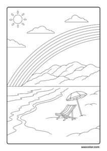 Beach Coloring Sheets of Rainbow