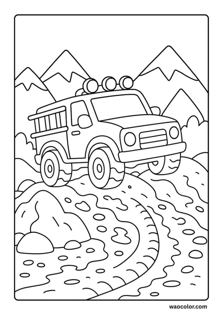 Car on Hill Coloring Pages