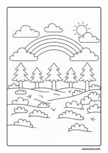 Coloring Pages of Pine trees View