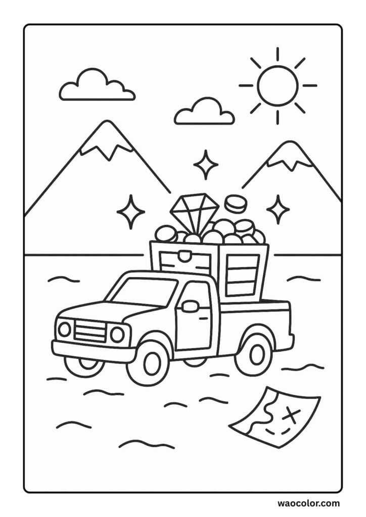 Coloring Pages of Treasure Car