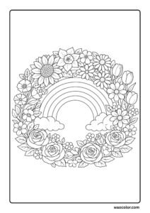 Flower Rainbow Coloring Sheets