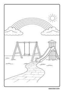 Garden Coloring Sheets of Rainbow