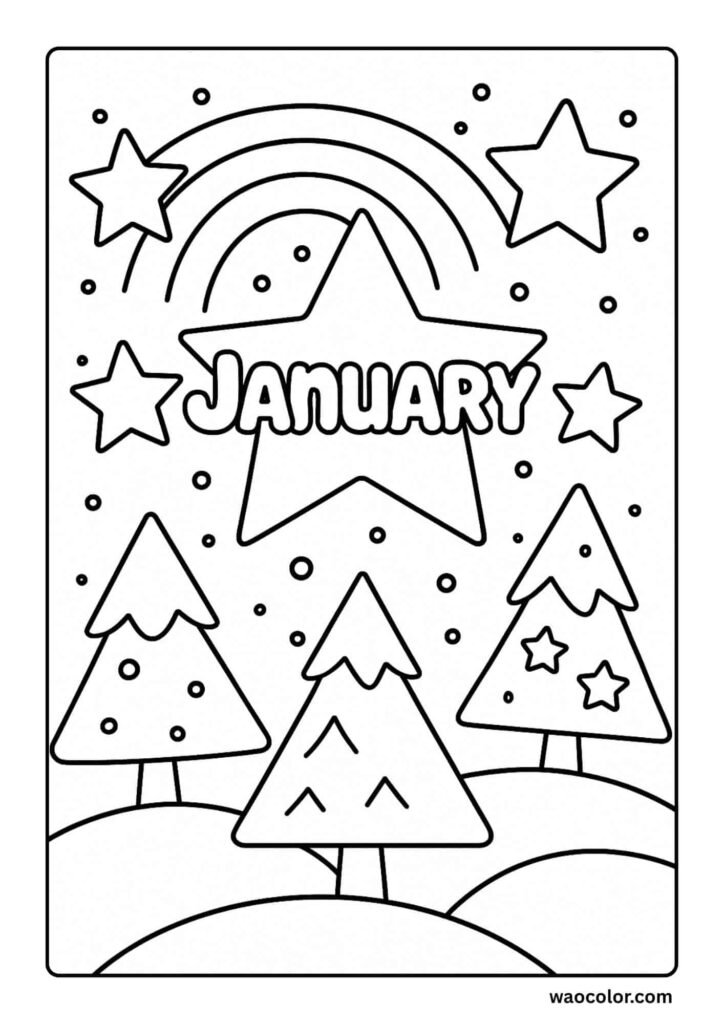 January Coloring Pages of Stars