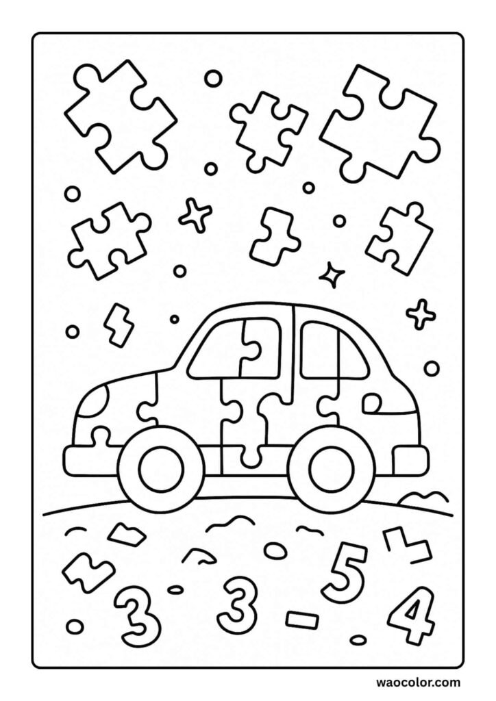 Puzzle Coloring Pages easy car