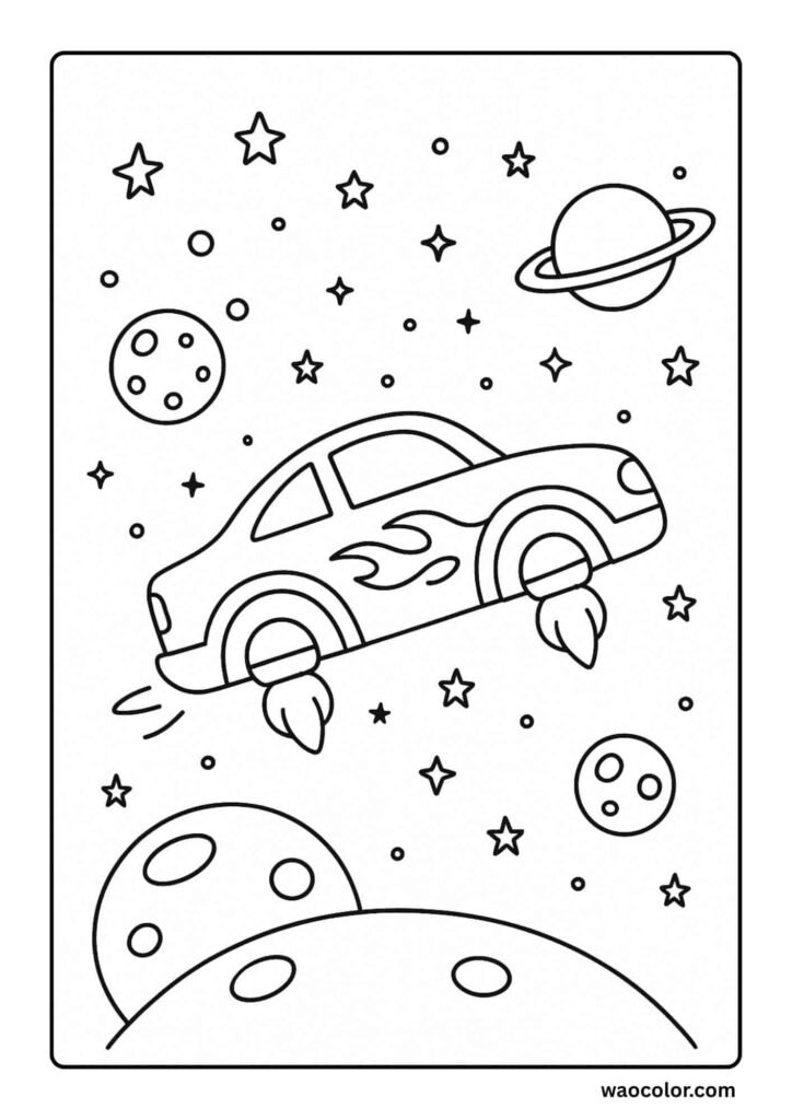 Space Car Coloring Pages