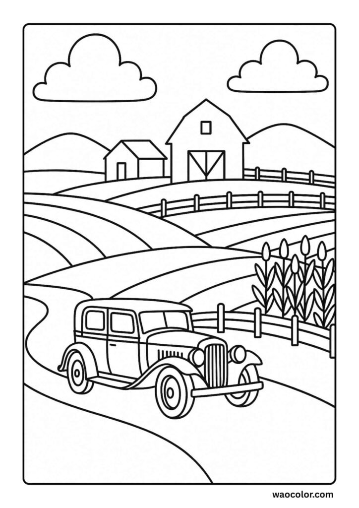 Vintage Car Coloring Sheet