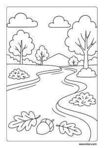 fall art river side coloring sheets