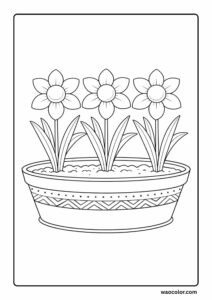 flower coloring sheets of daffodils