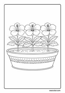 free hibiscus flowers coloring printable