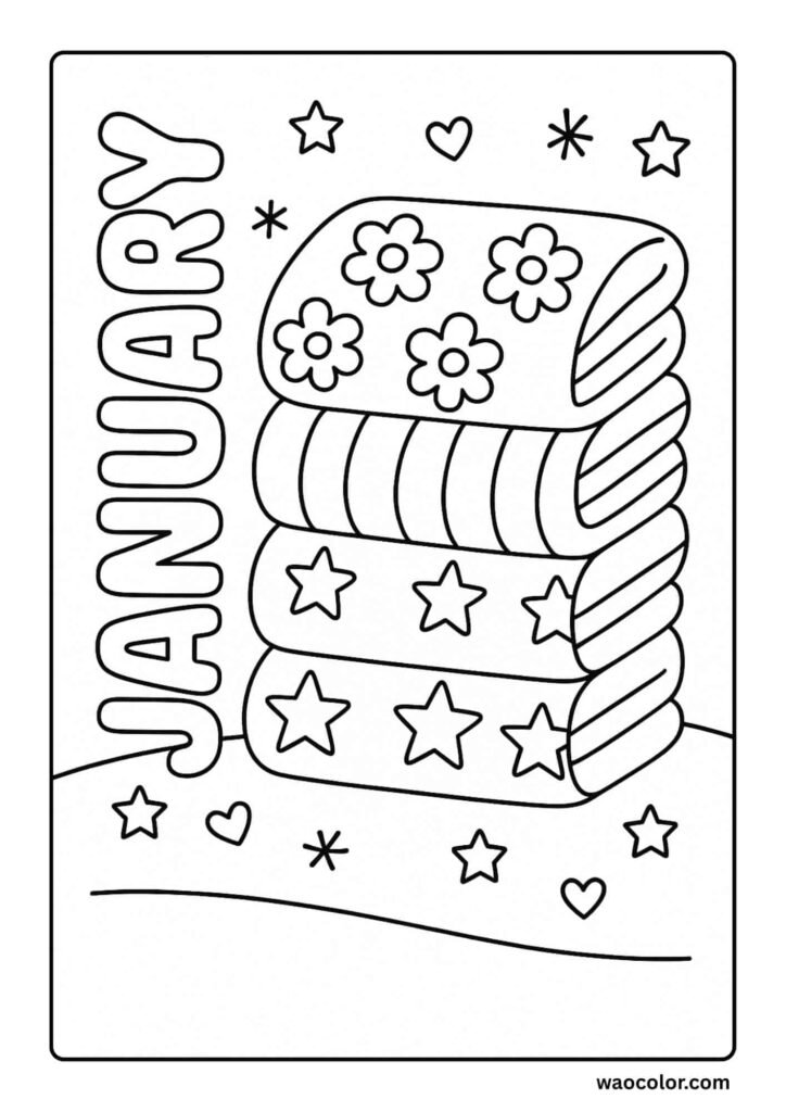 free January coloring pages of blankets