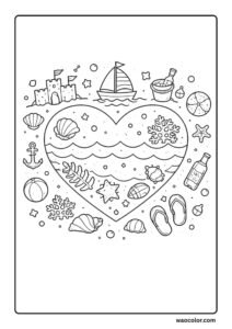 free printable of ocean heart coloring pages