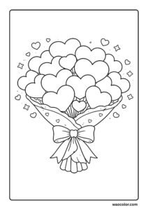 heart bouquet coloring printables pdf