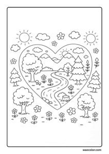 jungle heart coloring printables