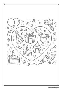 party coloring printables of heart pdf