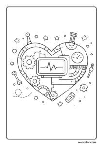 robotic heart coloring sheets