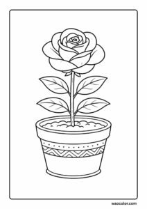 rose easy flower coloring pages