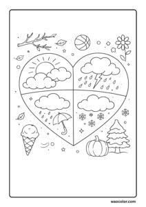 weather printable pdf sheets of heart for coloring