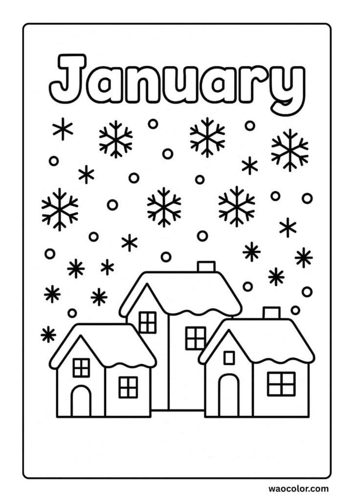 winter house coloring book pages