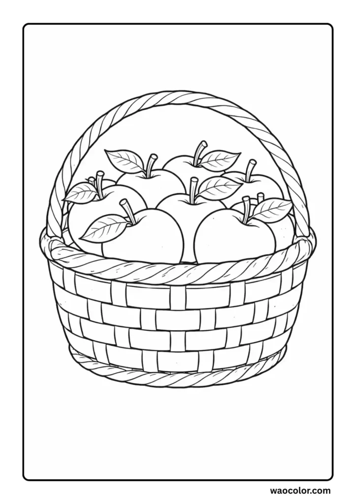 Apple Basket Coloring Pages