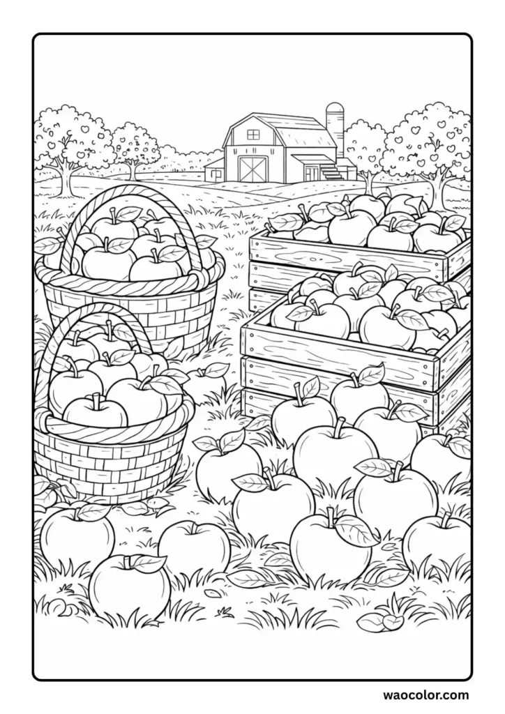 Apple Basket Coloring Printables