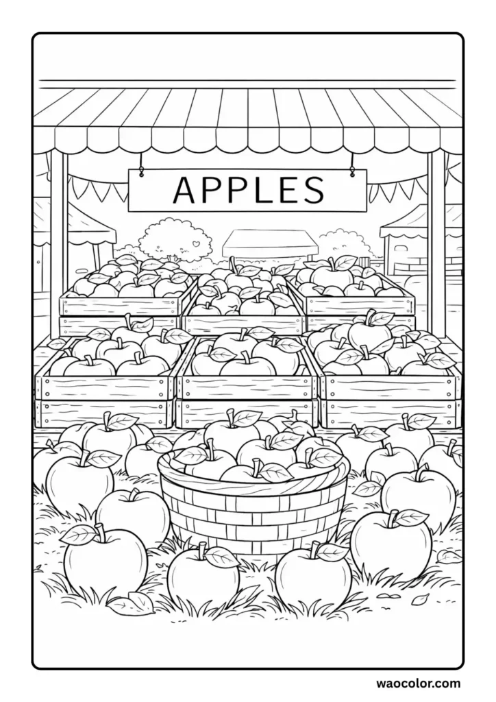 Apple Basket Coloring Sheets