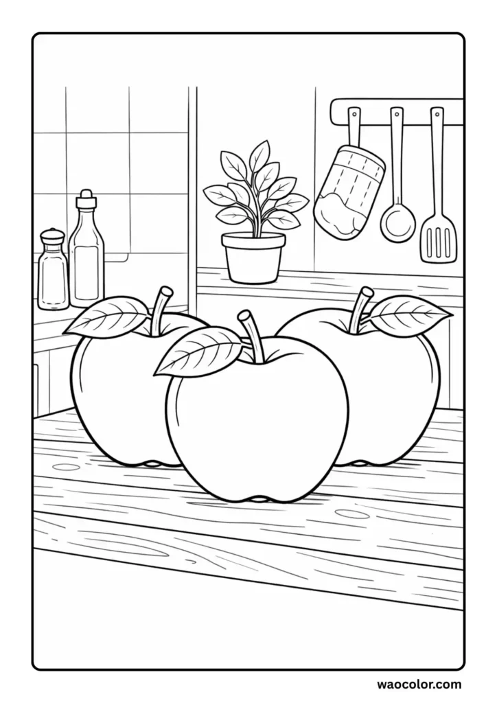 Apples Coloring Sheets for Kids