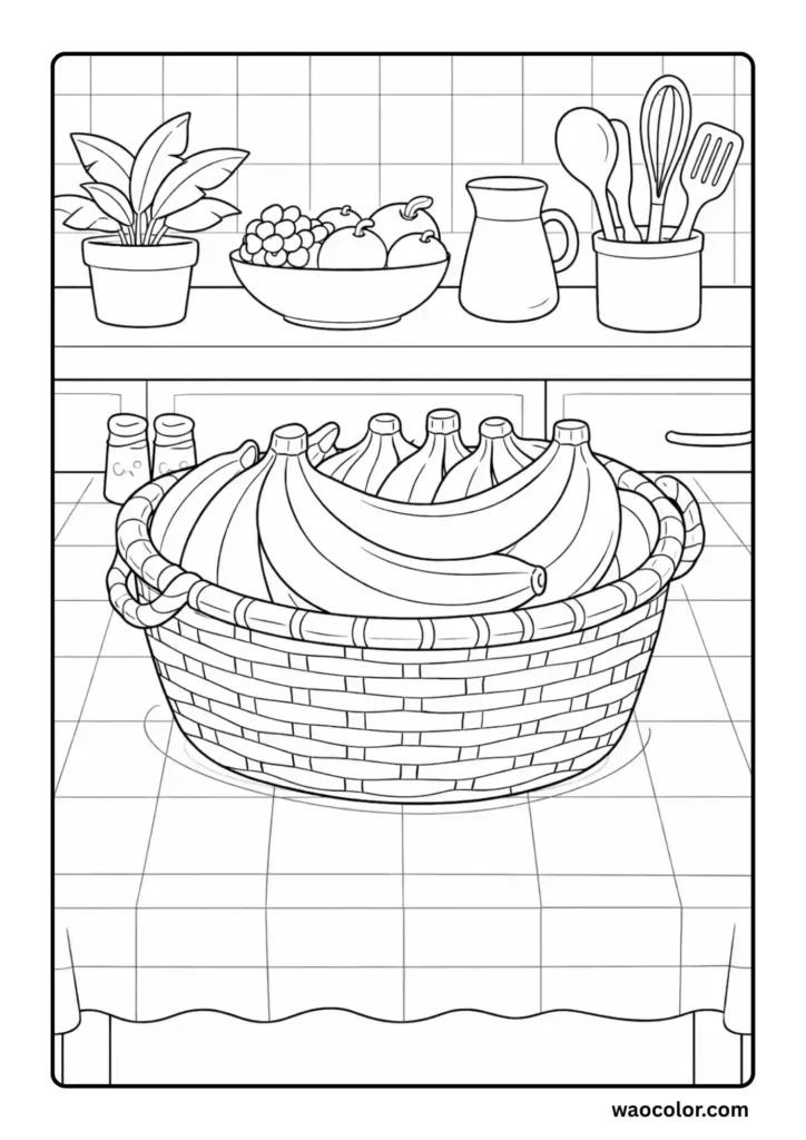 Banana Basket Coloring Sheets