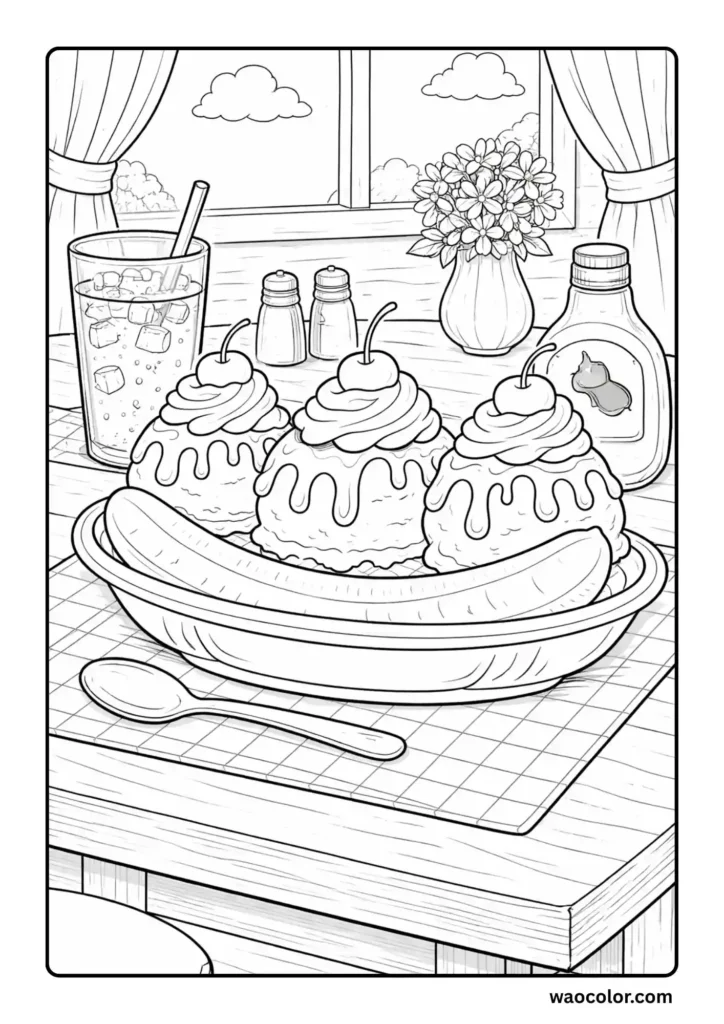 Banana Split Coloring Printables
