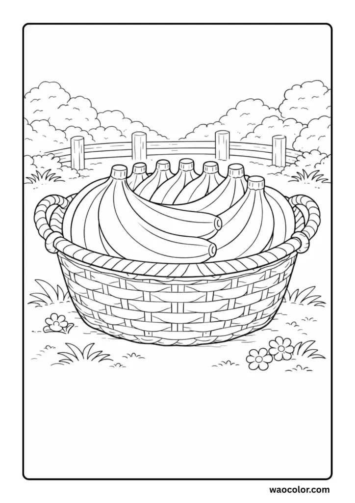 Basket of Banana Page to Color