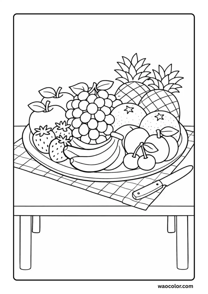 Coloring Page of Fruits