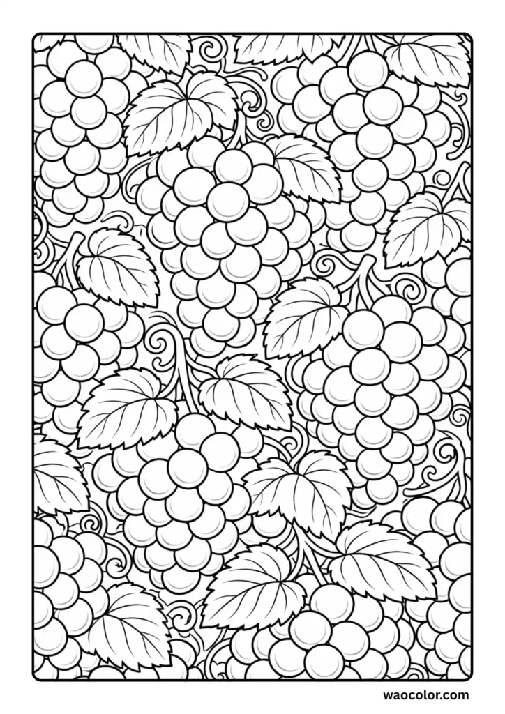Grapes Fruit Coloring Pages