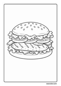 Grilled Burger Coloring Pages