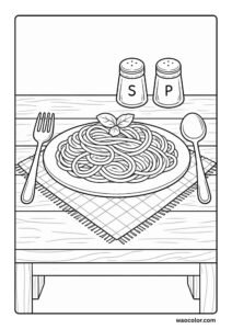 Spaghetti Pasta coloring Pages