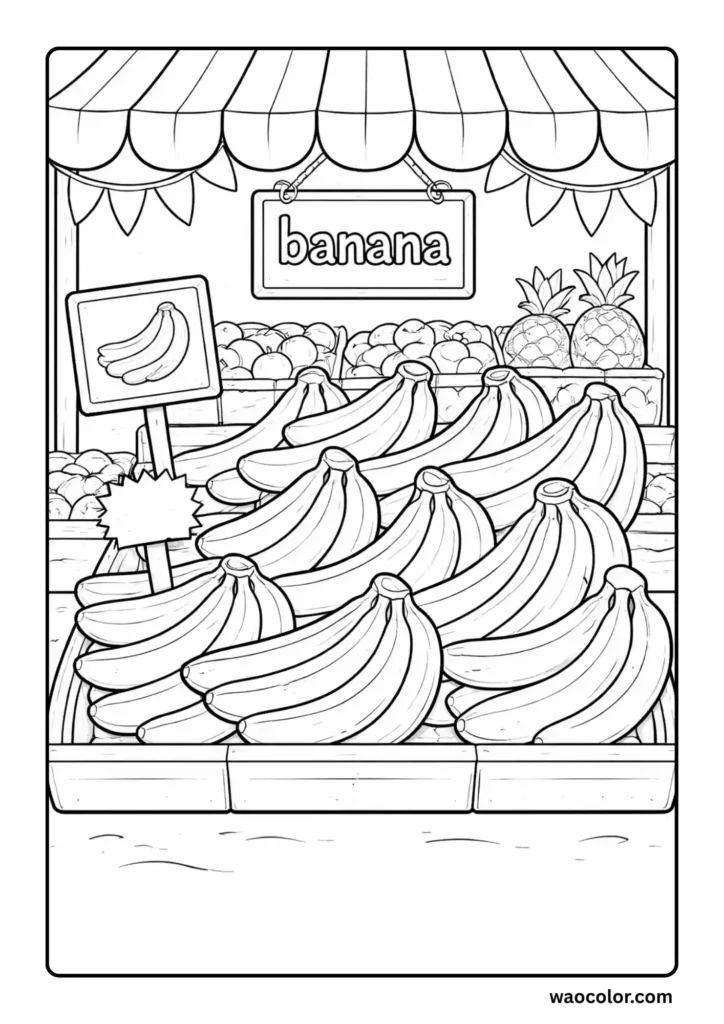 Stall of Bananas Coloring Pages