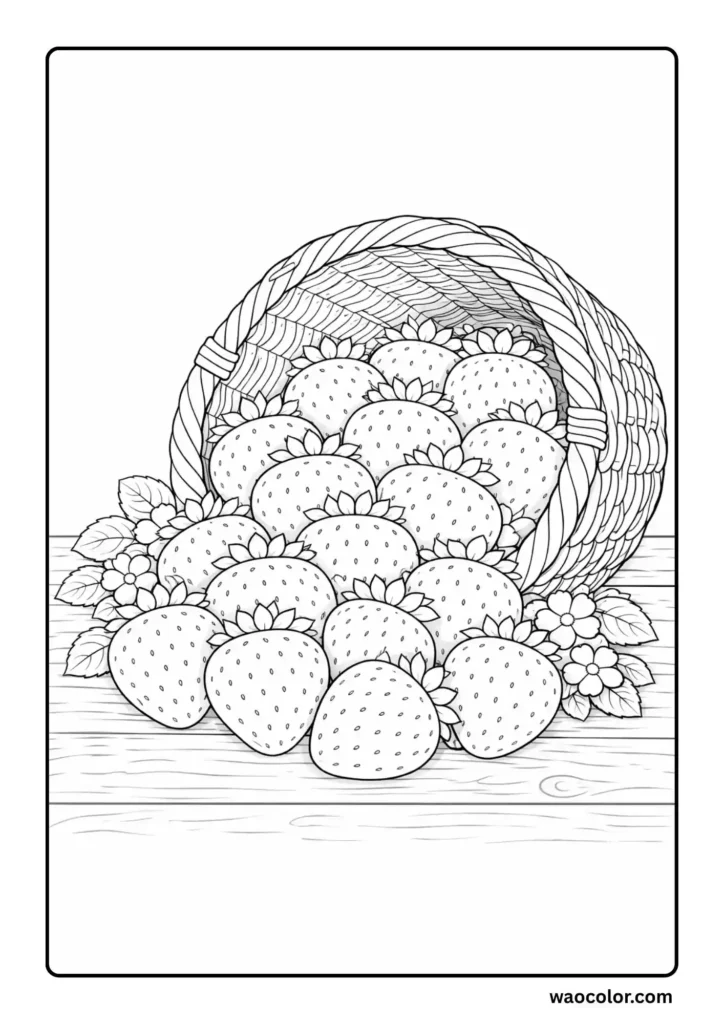 Strawberry Basket Coloring Printables
