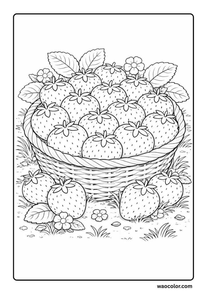 Strawberry Basket Coloring Sheets