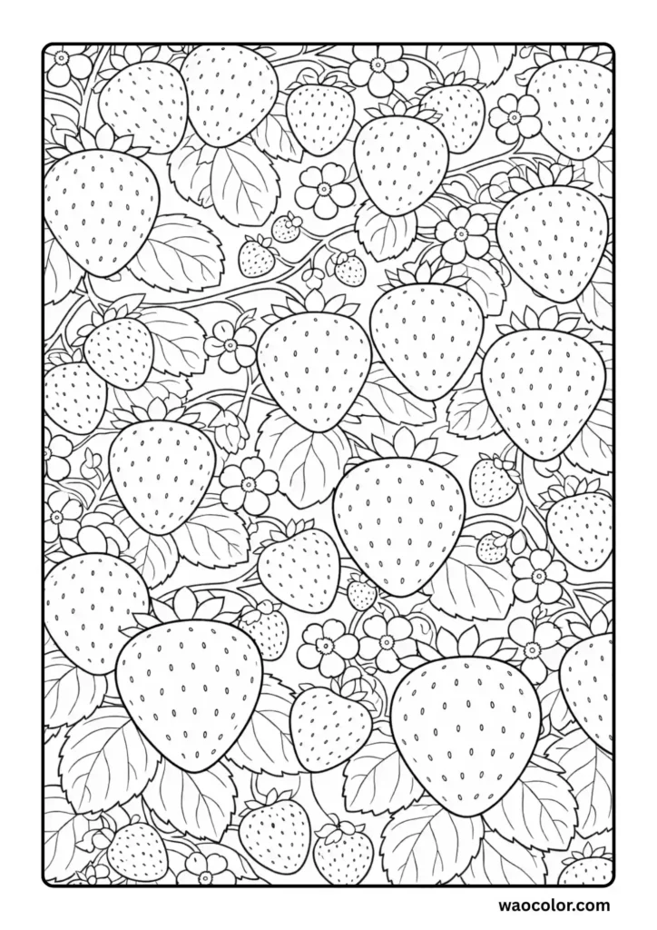 Strawberry Coloring Pages for Adult