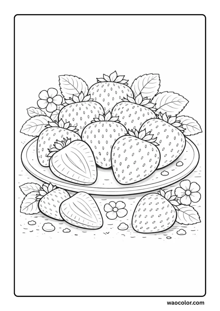 Strawberry Coloring Pages for Preschools