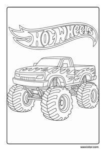 fire truck monster truck coloring page