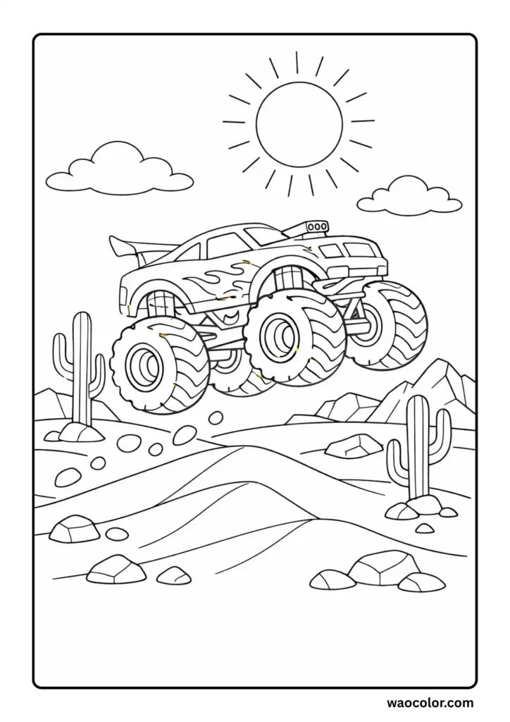 free fire monster truck coloring sheets