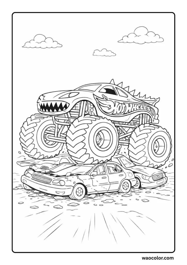 shark monster truck coloring printables