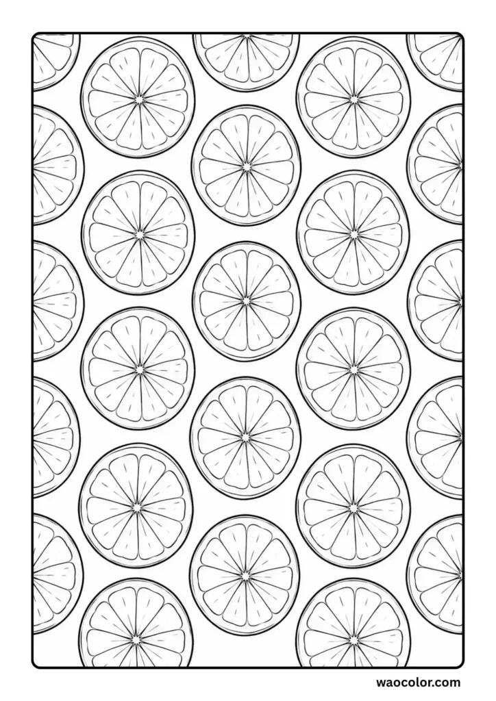 Easy Printables of Lemon Slices Sheets to Color