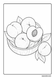 Simple Bowl of Peach for Kids to Color