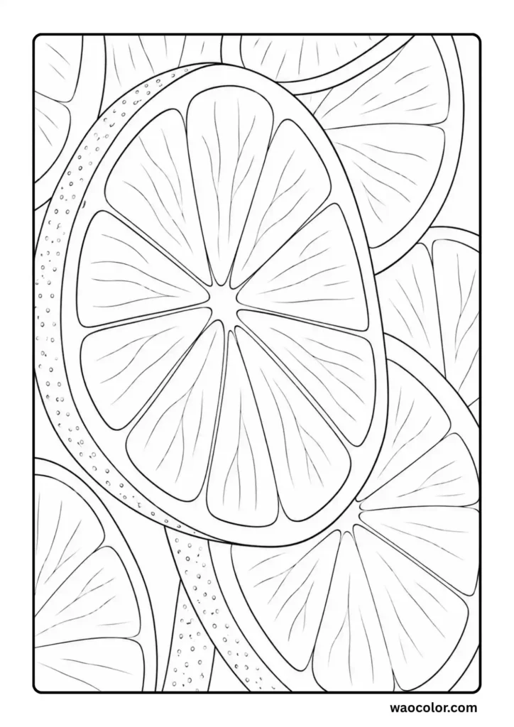 Simple Lemon Slices Coloring Pages
